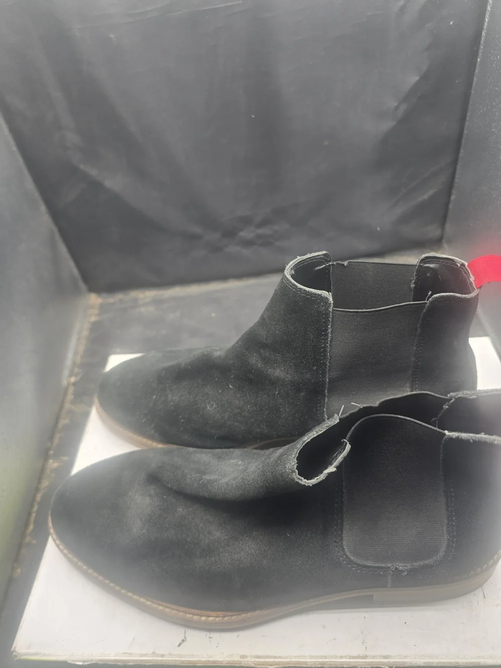 ASOS Black Suede Chukka Boots with Red Pull Tabs